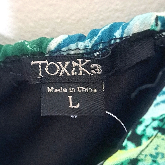 Toxik3 Women Romper Plus Green Tropical Leaf Pattern 1 Piece Adjustable Strap L - Picture 4 of 7